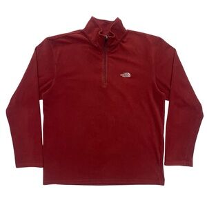 The North Face Quarter Zip Mens L Red Pullover TKA 100 Fleece Sweatershirt